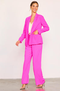 Ultra Pink Pintuck Wide Leg Trouser