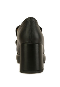Black Morgan Metallic Embellishment Platform Loafers(Genuine Leather)