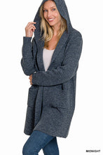 Midnight Hooded Open Front Sweater Cardigan