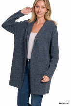 Midnight Hooded Open Front Sweater Cardigan