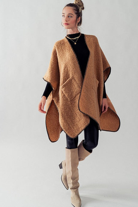 Camel Kate Open Front Fleece Kimono