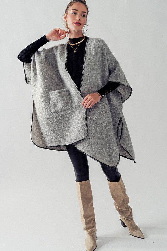 Grey Kate Open Front Fleece Kimono