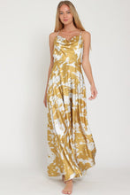 Silver/Golden Mustard Cowl Thin Adjustable Strap Maxi Dress