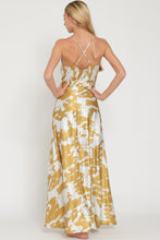 Silver/Golden Mustard Cowl Thin Adjustable Strap Maxi Dress