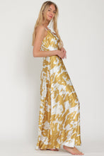 Silver/Golden Mustard Cowl Thin Adjustable Strap Maxi Dress