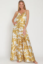 Silver/Golden Mustard Cowl Thin Adjustable Strap Maxi Dress