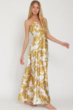 Silver/Golden Mustard Cowl Thin Adjustable Strap Maxi Dress