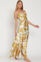 Silver/Golden Mustard Cowl Thin Adjustable Strap Maxi Dress