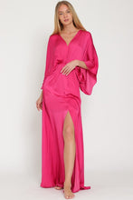 Berry Kimono Sleeve Tie Back Neck Elastic Waisted Maxi