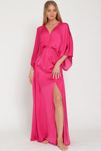 Berry Kimono Sleeve Tie Back Neck Elastic Waisted Maxi