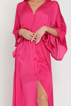 Berry Kimono Sleeve Tie Back Neck Elastic Waisted Maxi