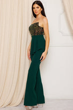Hunter Green Multi Color Sequin Jumpsuit