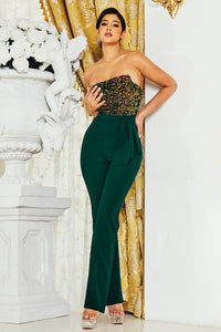 Hunter Green Multi Color Sequin Jumpsuit