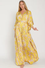 Beige/Golden Yellow Kimono Tie Back Waisted Maxi Dress