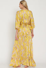 Beige/Golden Yellow Kimono Tie Back Waisted Maxi Dress