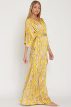 Beige/Golden Yellow Kimono Tie Back Waisted Maxi Dress