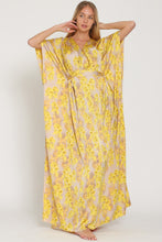 Beige/Golden Yellow Kimono Tie Back Waisted Maxi Dress