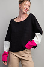 Black Color Block Long Sleeve Sweater