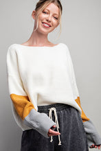 Off White Color Block Long Sleeve Sweater