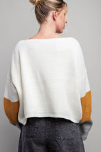 Off White Color Block Long Sleeve Sweater