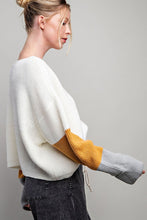 Off White Color Block Long Sleeve Sweater