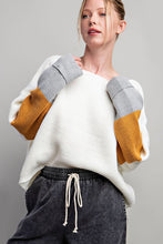 Off White Color Block Long Sleeve Sweater