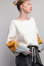 Off White Color Block Long Sleeve Sweater