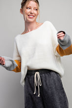 Off White Color Block Long Sleeve Sweater