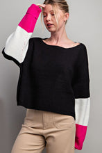 Black Color Block Long Sleeve Sweater