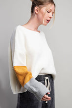 Off White Color Block Long Sleeve Sweater