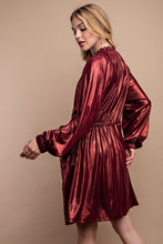 Burgundy Metallic Drawstring Waist Jacket