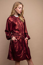 Burgundy Metallic Drawstring Waist Jacket