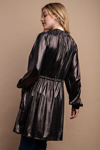 Dk Espresso Metallic Drawstring Waist Jacket