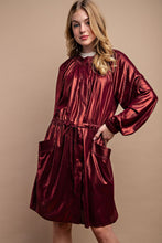 Burgundy Metallic Drawstring Waist Jacket