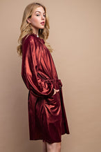 Burgundy Metallic Drawstring Waist Jacket