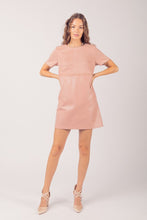 Blush Waist Embroidered Suede & Leather Mini Dress