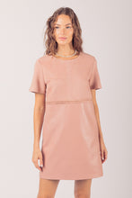 Blush Waist Embroidered Suede & Leather Mini Dress