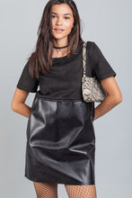 Black Waist Embroidered Suede & Leather Mini Dress