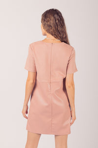 Blush Waist Embroidered Suede & Leather Mini Dress