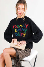 Black Merry Everything Letter Detail Sweater Top