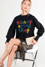 Black Merry Everything Letter Detail Sweater Top