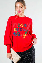 Red Merry Everything Letter Detail Sweater Top