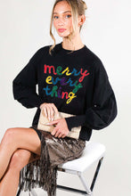 Black Merry Everything Letter Detail Sweater Top