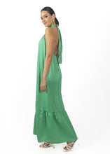 Green Nalory Satin Silk Backless Maxi Dress In Green