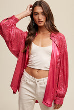 Hot Pink Oversized Sequin Button Down Shirt
