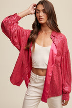 Hot Pink Oversized Sequin Button Down Shirt