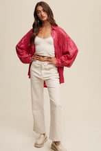 Hot Pink Oversized Sequin Button Down Shirt