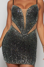 Black Rhinestone Sleeveless Bodycon Dress