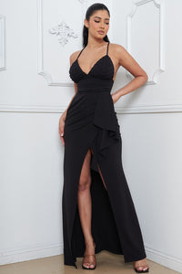 Black Cami Top Pleated Maxi Dress