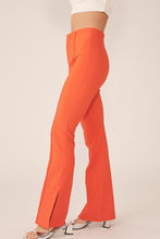Spicy Orange Center-Leg Seam Detailed Side Slit Flare Pants
